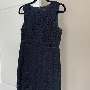 Ann Taylor Navy Lace Shift Dress, Size 8